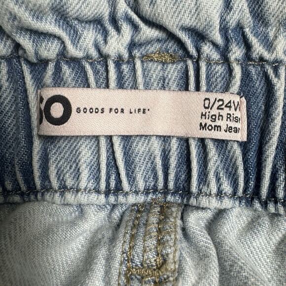 SO Paperbag Jeans Womens 0 24 Waist High Rise Mom Lightwash Ripped Destroyed - Picture 10 of 11